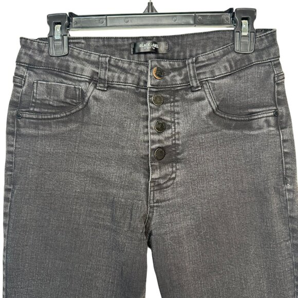 Black Label by C'est Toi Black Button Fly Distressed Skinny Jeans Pants Size 11 - Picture 2 of 10